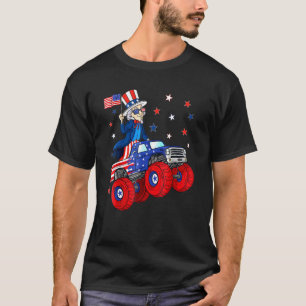 Uncle Sam Riding Monster Truck 4th Of July Boys Ki T-Shirt