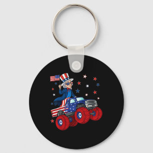 Uncle Sam Riding Monster Truck 4th Of July Fun Boy Key Ring
