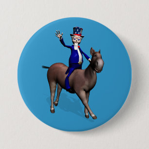 Uncle Sam Riding On Donkey 7.5 Cm Round Badge
