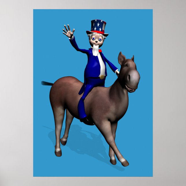 Uncle Sam Riding On Donkey Poster (Front)