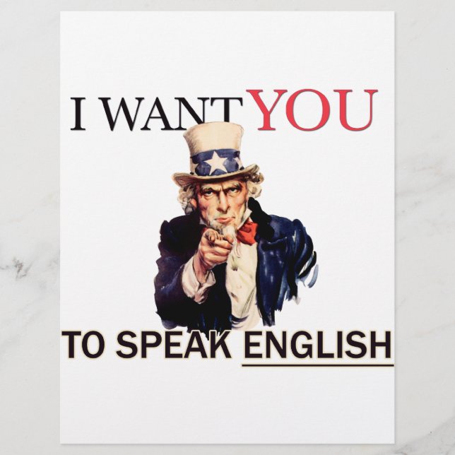 Uncle Sam said I want you to speak english Flyer (Front)