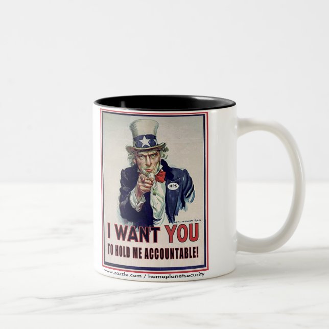 Uncle Sam says "Hold Me Accountable!" Two-Tone Coffee Mug (Right)