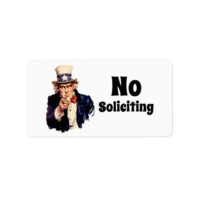 Uncle Sam Says No Soliciting Label (Front)