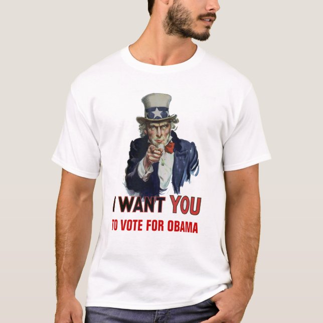 Uncle Sam Says, "Vote For Obama" T-Shirt (Front)
