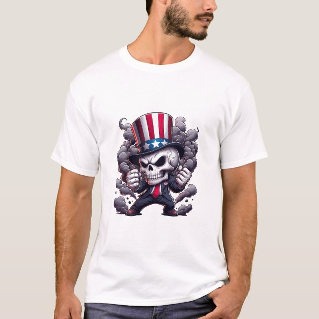 Uncle Sam Skull T-Shirt – Patriotic Skull Graphic  (Front)
