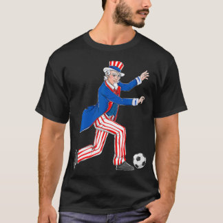 Uncle Sam Soccer 4th Of July American Flag USA Pat T-Shirt