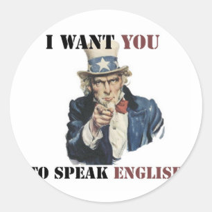 UNCLE SAM SPEAK ENGLISH PRODUCTS CLASSIC ROUND STICKER