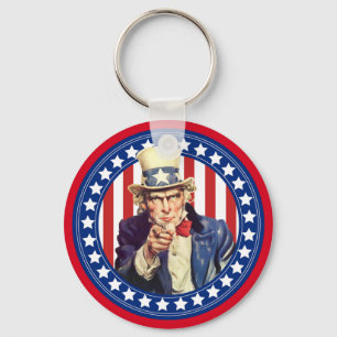 Uncle Sam Stars and Stripes Key Ring