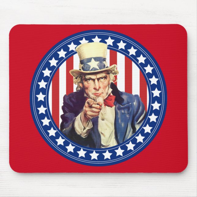 Uncle Sam Stars and Stripes Mouse Mat (Front)