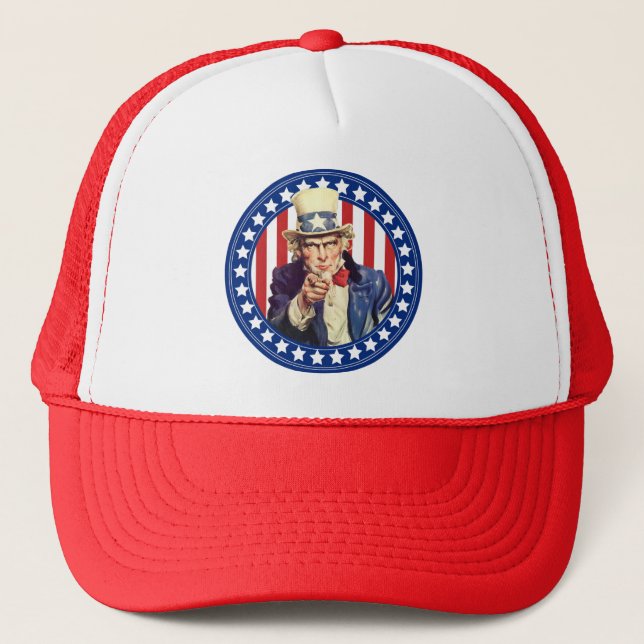 Uncle Sam Stars and Stripes Trucker Hat (Front)