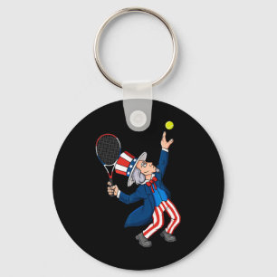 Uncle Sam Tennis 4th Of July Patriotic Boys Girls  Key Ring