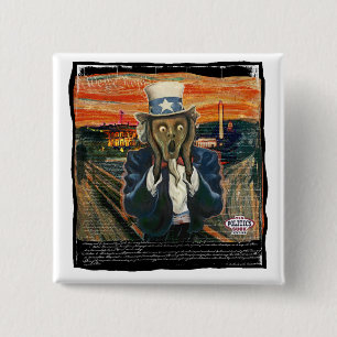 Uncle Sam The Scream by Yes Politics Suck 15 Cm Square Badge