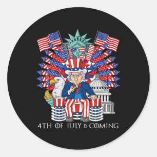 Uncle Sam Throne 4th Of July USA Patriotic Boys Ki Classic Round Sticker