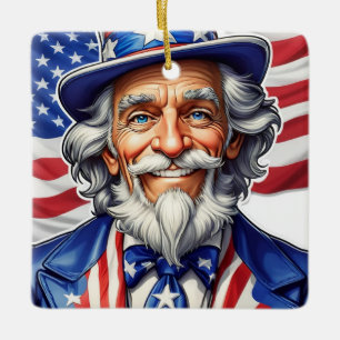 Uncle Sam USA Ceramic Ornament