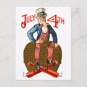 Uncle Sam USA Flag 4th of July Patriotic Vintage Postcard