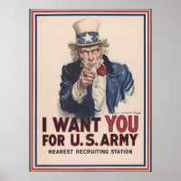 Uncle Sam Vintage Poster - I want you - U.S. Army