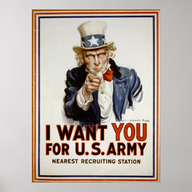 Uncle Sam Vintage Recruiting Poster (Front)