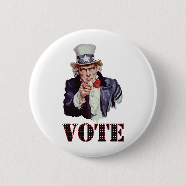 Uncle-Sam---Vote 6 Cm Round Badge (Front)