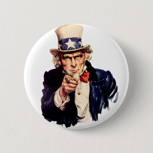 Uncle Sam Wants You! 6 Cm Round Badge (Front)
