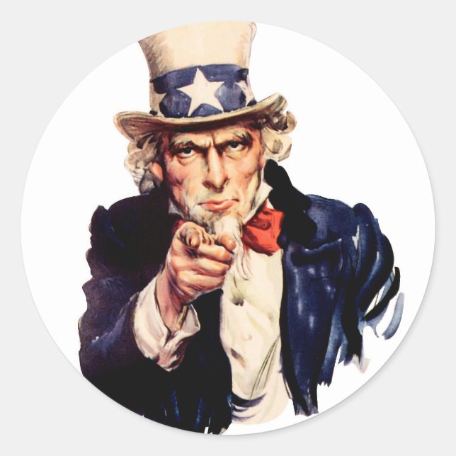 Uncle Sam Wants You! Classic Round Sticker (Front)