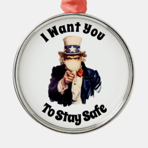 Uncle Sam Wants You To Stay Safe Metal Tree Decoration