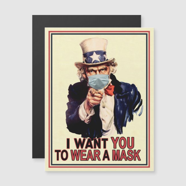 Uncle Sam Wants You to Wear a Face Mask USA Magnetic Invitation (Front/Back)
