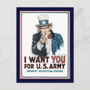 Uncle Sam Wants You World War 2 Postcard