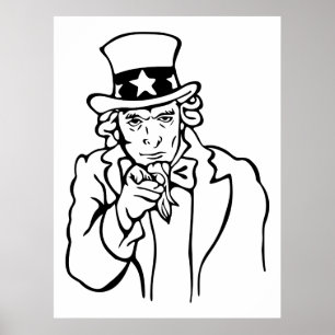 Uncle Sam We Want You Line Drawing Poster