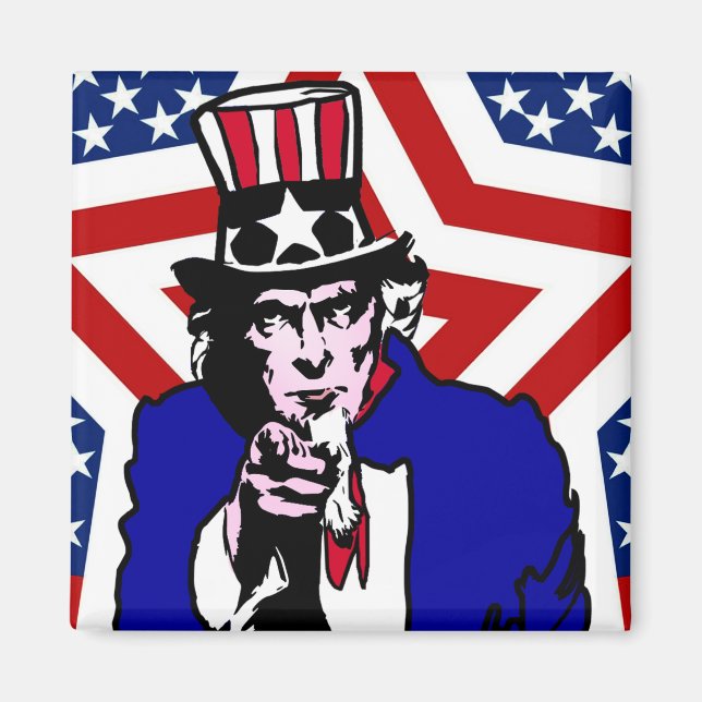 Uncle Sam with Stars & Stripes Background Magnet (Front)