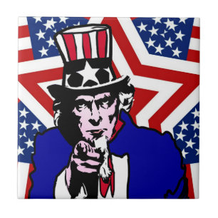 Uncle Sam with Stars & Stripes Background Tile