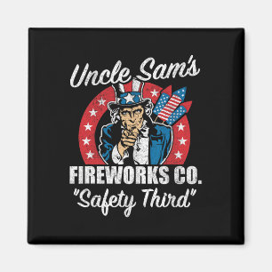 Uncle Sam's Fireworks Safety Third Usa Funny 4th O Magnet