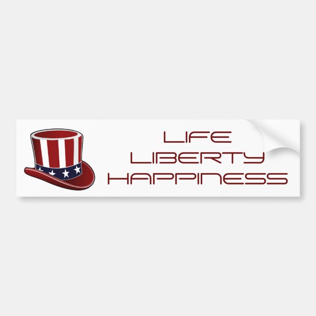 Uncle Sam's Hat "Life Liberty Happiness" Sticker (Front)
