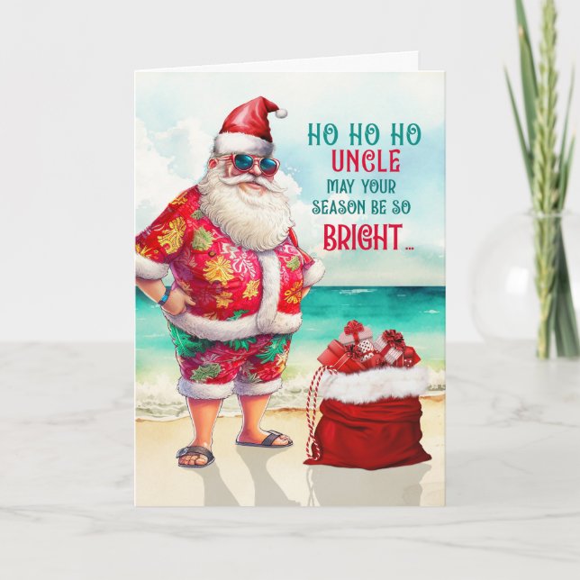 Uncle Santa in Sunglasses Funny Christmas Holiday Card (Front)