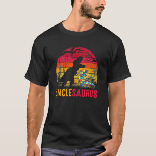 Uncle Saurus Rex Autism Awareness Funny Dinosaur T-Shirt