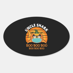 Uncle Shark Boo Boo Shirt Pumpkin Halloween Uncle Oval Sticker