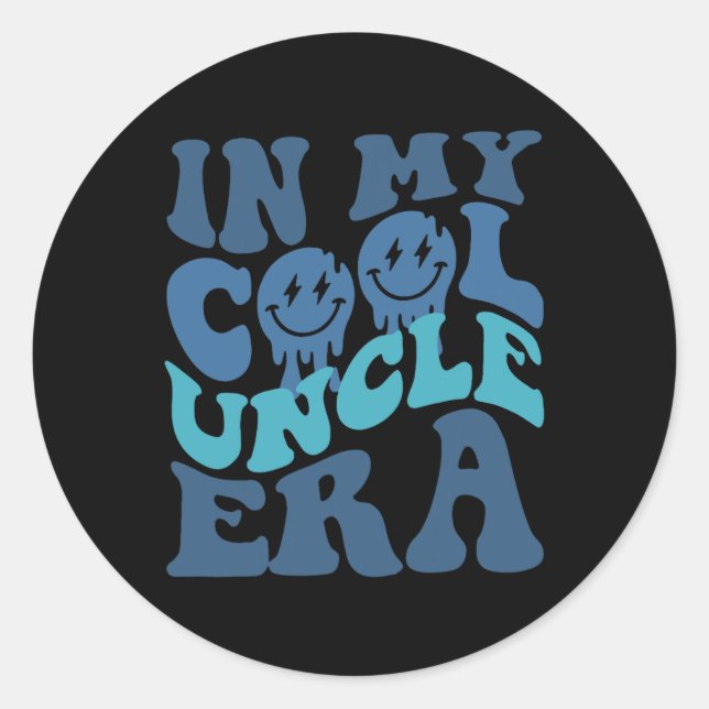 Uncle Shirt Groovy In My Cool Uncle Era Fathers Da Classic Round Sticker (Front)