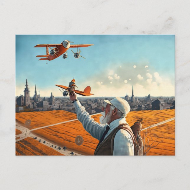 Uncle Si's Planes Postcard, Vintage Aircraft Art Postcard (Front)