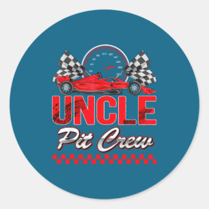 Uncle T Crew Racing Family Race Car Birthday Boy  Classic Round Sticker
