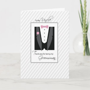 Uncle, Thanks Groomsman, Rose Colour Thank You Card