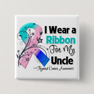 Uncle - Thyroid Cancer Ribbon 15 Cm Square Badge