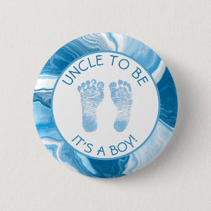 Uncle  to be Blue Marble Baby Shower Button