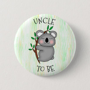 Uncle To Be   Koala themed Baby Shower 6 Cm Round Badge