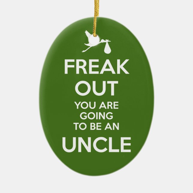 Uncle-to-Be Pregnancy Announcement Christmas Ceramic Tree Decoration (Front)
