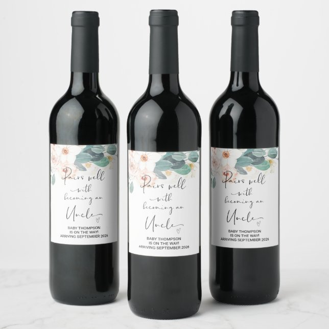 Uncle to Be Pregnancy Announcement for Brother Win Wine Label (Bottles)