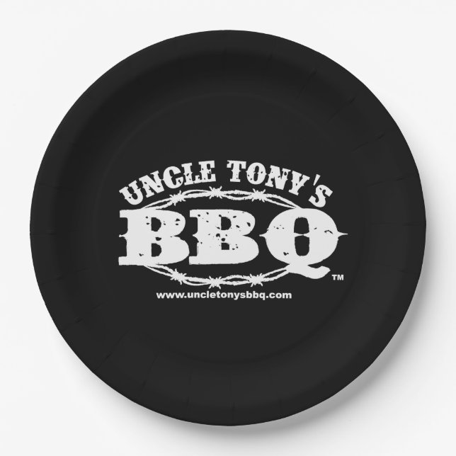 Uncle Tony's BBQ Paper Plates with Logo (Front)