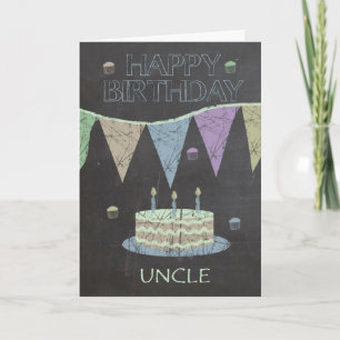 Uncle Trendy Chalk Board Effect, Birthday Cake Card