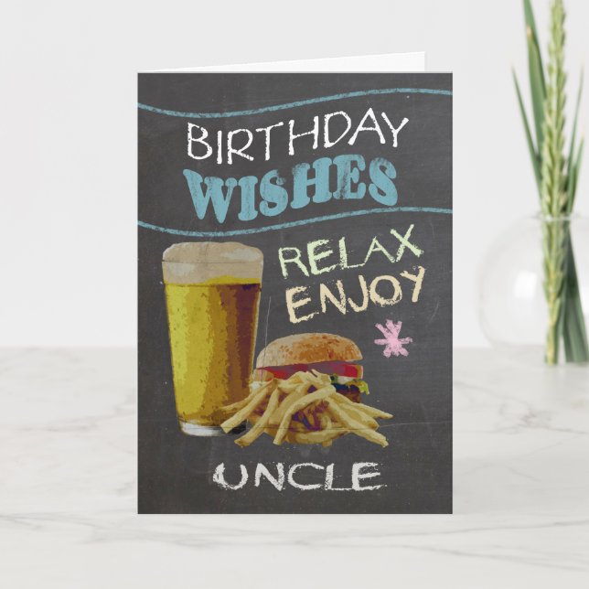 Uncle Trendy Chalk Board Effect, With Beer Burger Card (Front)