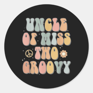 Uncle Two Groovy Second Birthday Retro 2nd Bday Pa Classic Round Sticker