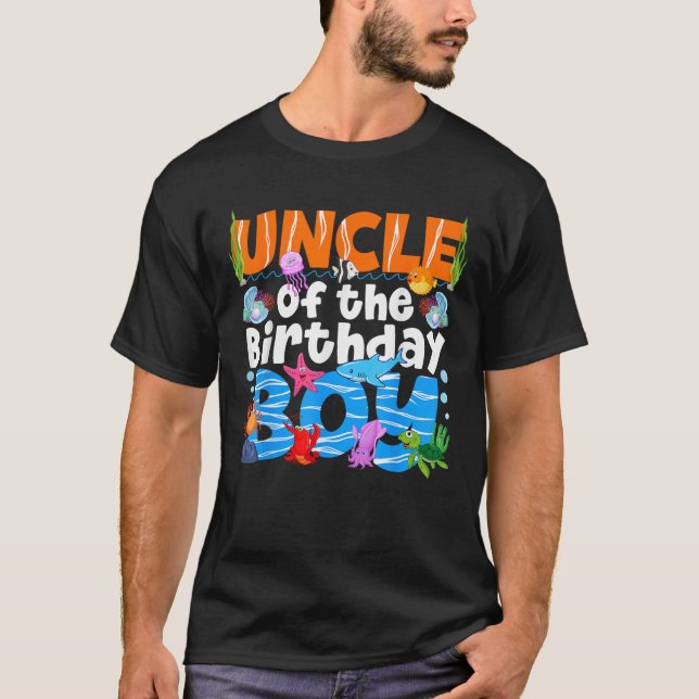 Uncle Under Sea Birthday Party Boys Ocean Sea Anim T-Shirt (Front)