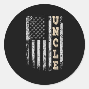 Uncle Vintage American Flag Fathers Day 4th Of Jul Classic Round Sticker